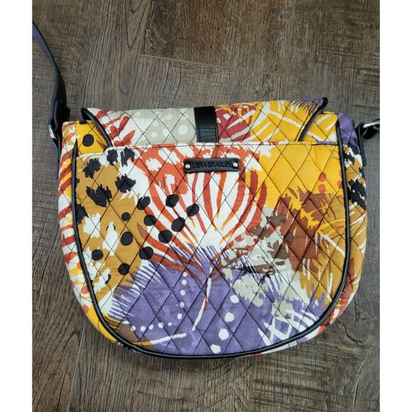 Vera Bradley Saddle Bag Crossbody Purse Painted Feathers - Picture 7 of 10